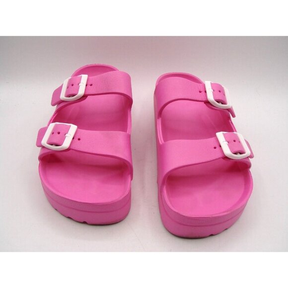 Pink Platform Two Strap Sandals Buckle Slides Beach Slippers Size 8 EUR 39 Barbi - Picture 2 of 9